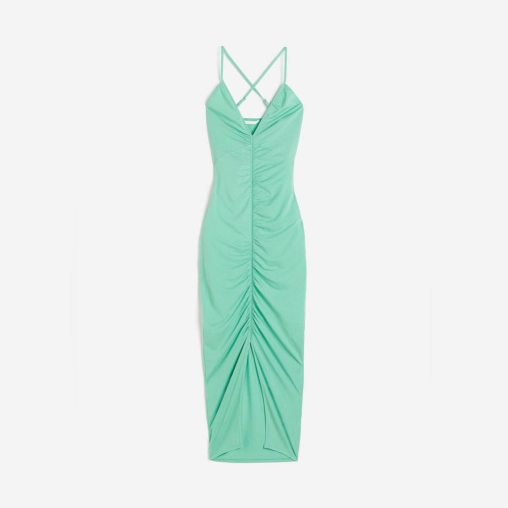 H and M Green Draped Bodycon dress. Size M.